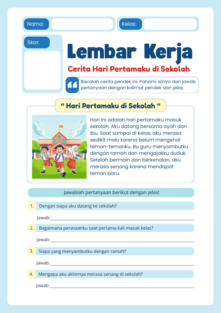 hari pertama sekolah
